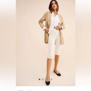Free People Cream Cropped Ponte Capris